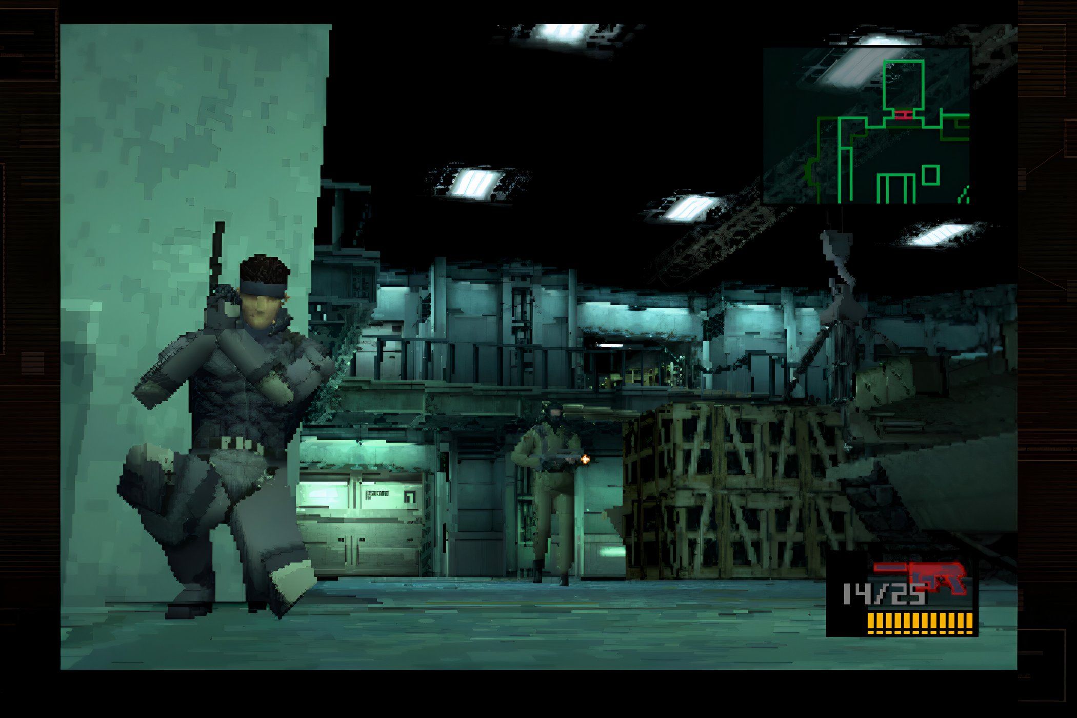 An image from the 1998 game Metal Gear Solid.