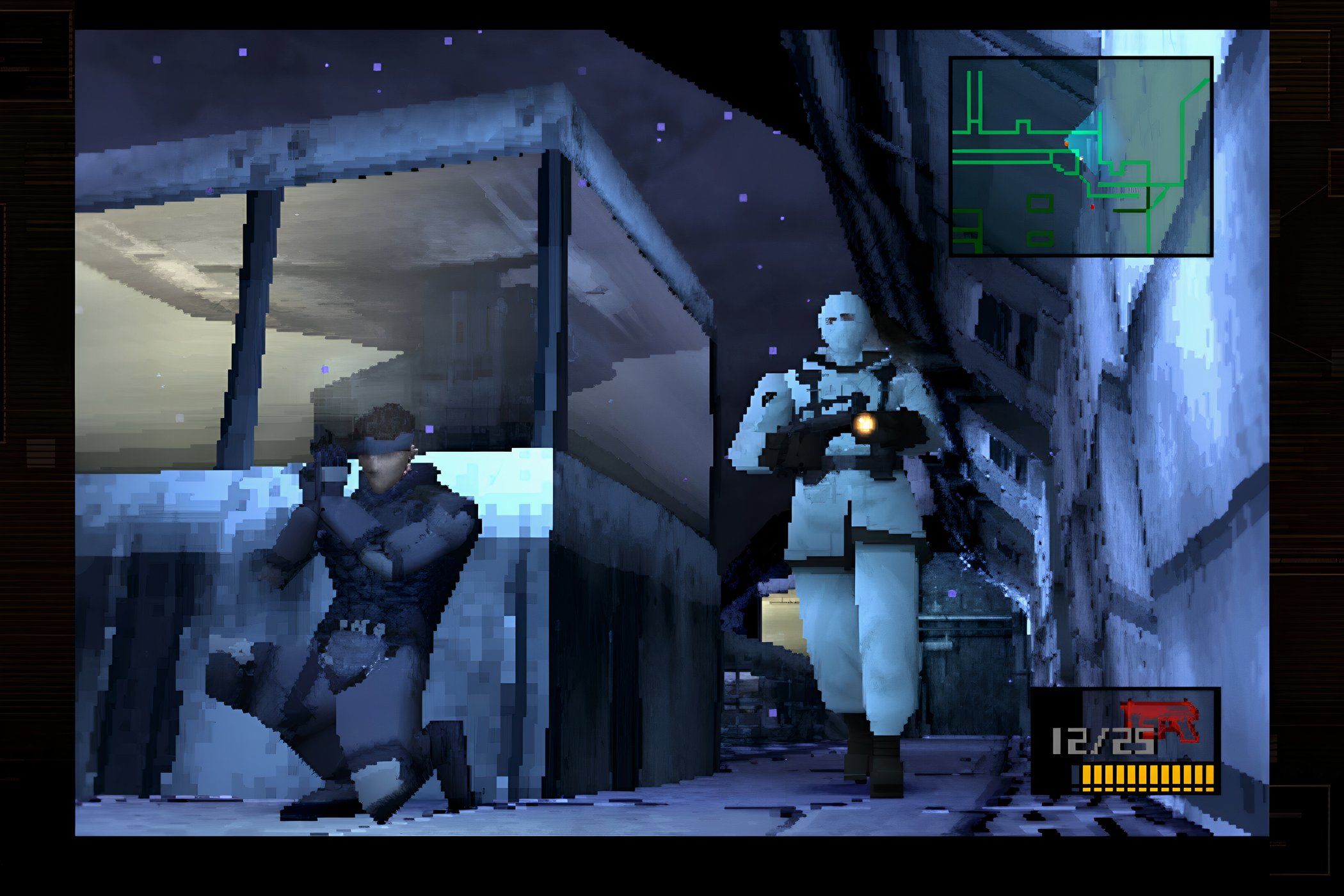 An image from the 1998 game Metal Gear Solid.