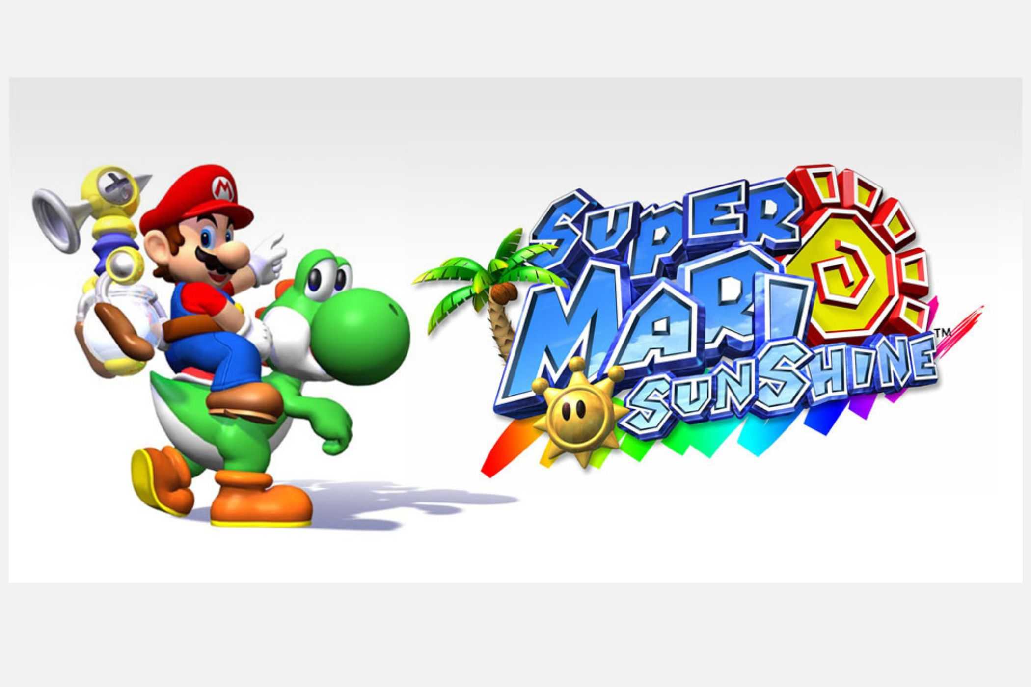 Super Mario Sunshine promotional art with Mario and Yoshi