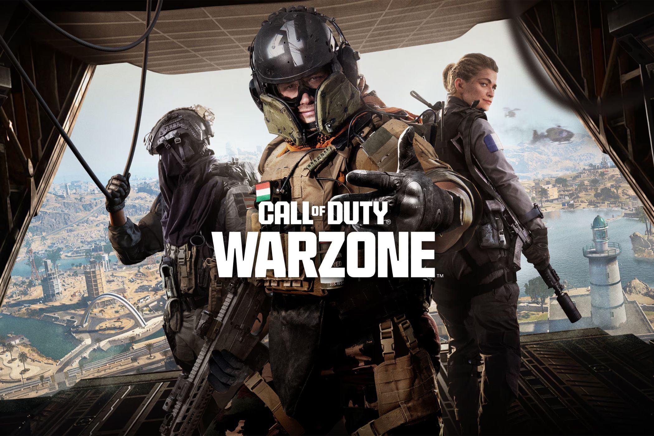 Call of Duty Warzone promo image with soldiers on plane