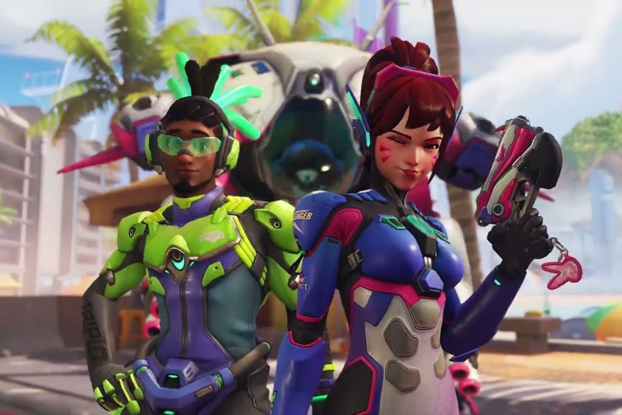 Overwatch D-Va and Lucio in tropics