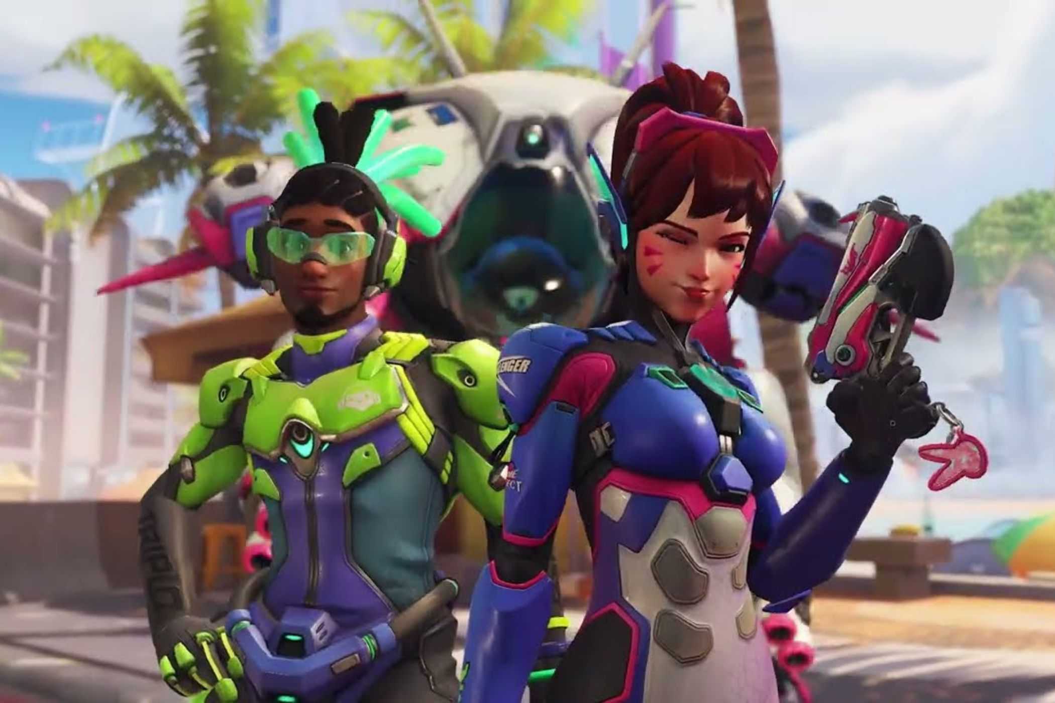 Overwatch D-Va and Lucio in tropics