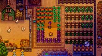 Stardew Valley player walking through garden