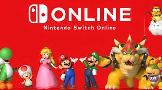 An image of Nintendo's online service, Nintendo Switch Online, showing characters such as Mario, Luigi, Princess Peach, and Bowser in front of a red background.