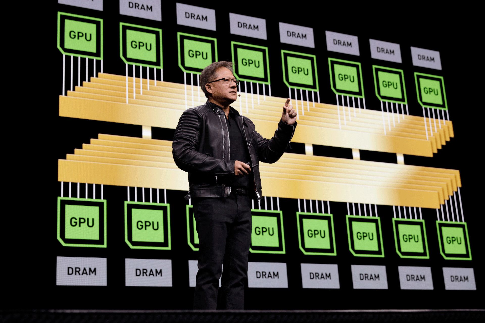 Nvidia's CEO giving a presentation. 