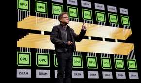 Nvidia's CEO giving a presentation.