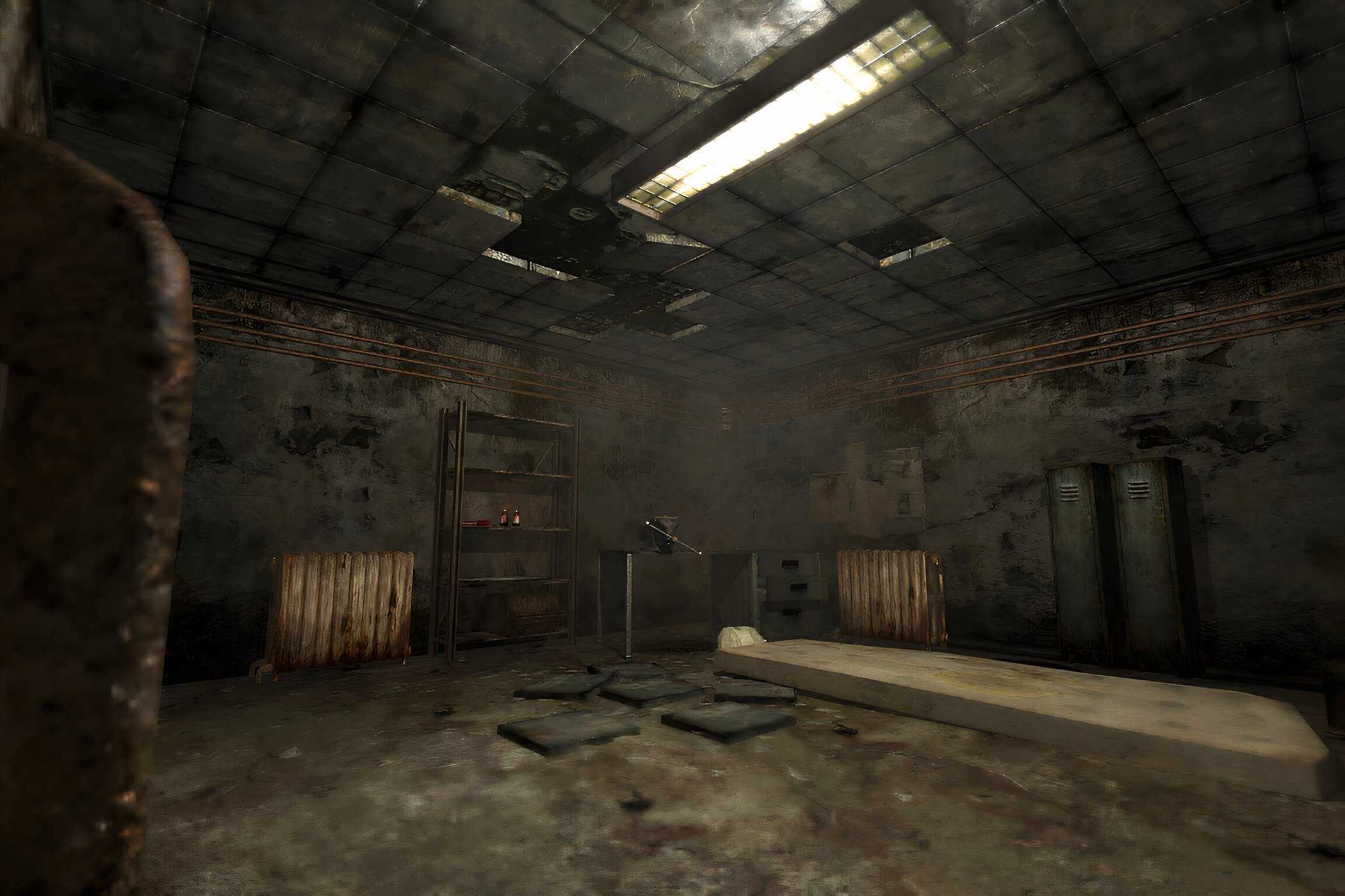 An in-game screenshot from the game Penumbra: Black Plague, showing a dank, musty room with a dirty mattress.