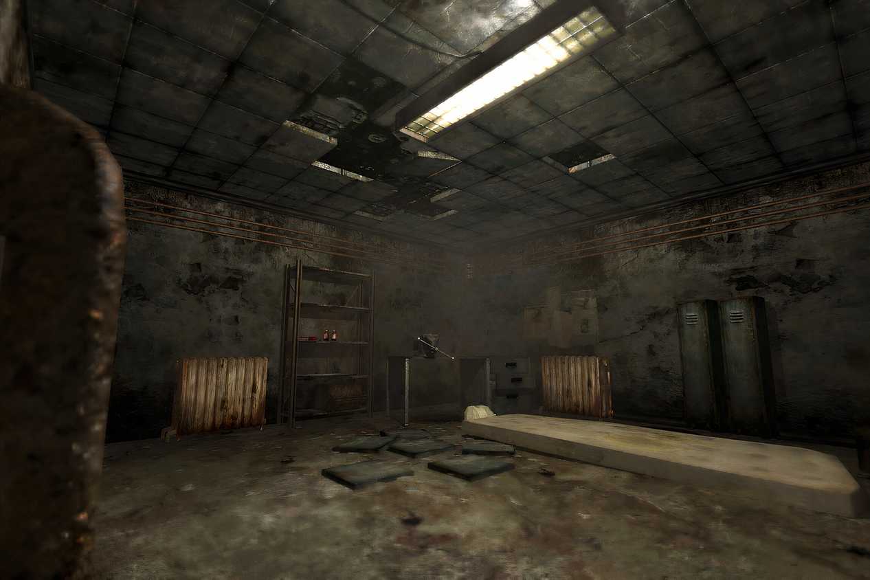 An in-game screenshot from the game Penumbra: Black Plague, showing a dank, musty room with a dirty mattress.