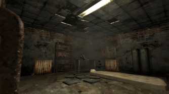 An in-game screenshot from the game Penumbra: Black Plague, showing a dank, musty room with a dirty mattress.