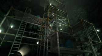 An in-game screenshot from the game Penumbra: Black Plague, showing a scaffolding.