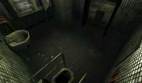 An in-game screenshot from the game Penumbra: Black Plague, showing a dirty washroom.