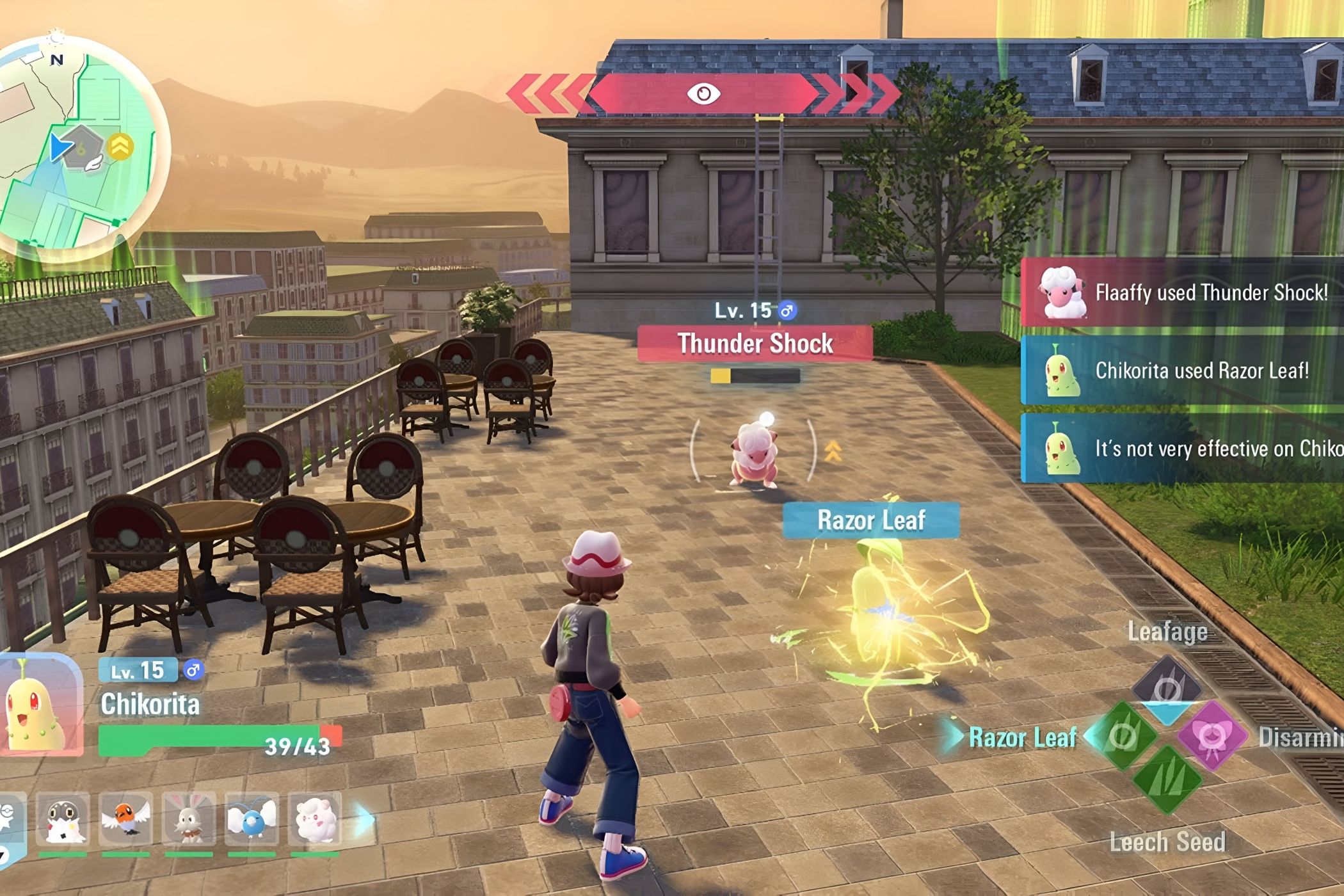 An image of a real-time combat encounter in Pokemon Legends: Z-A.