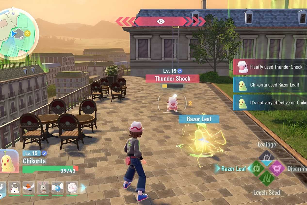 An image of a real-time combat encounter in Pokemon Legends: Z-A.
