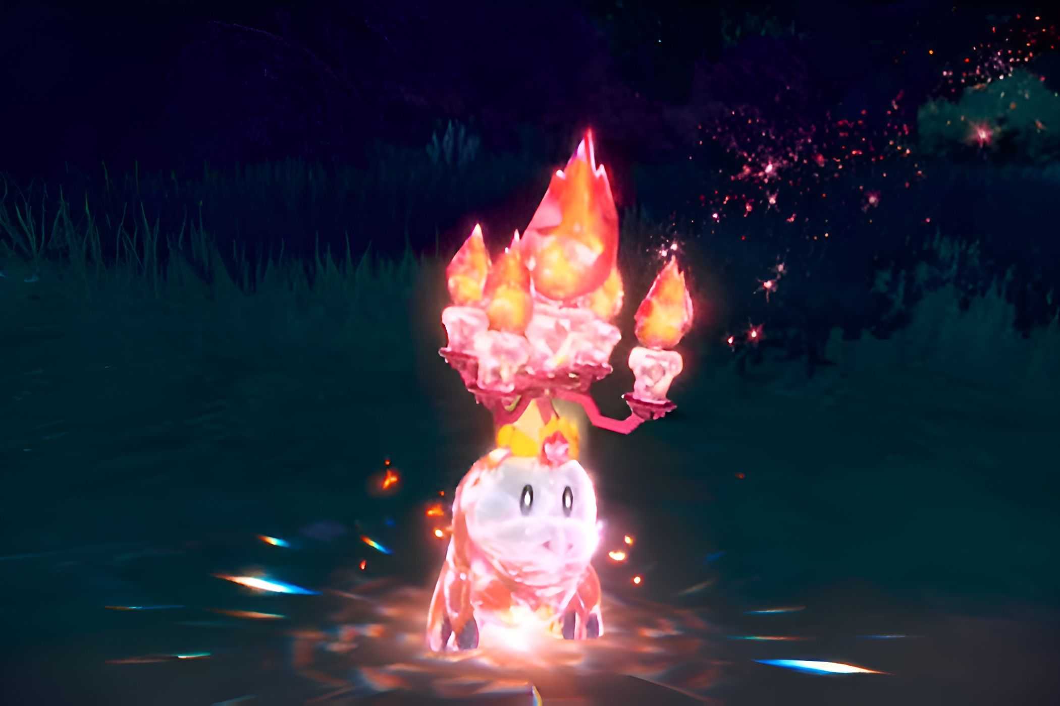 An image from the game Pokemon Scarlet and Violet, showing Crocalor the pokemon.