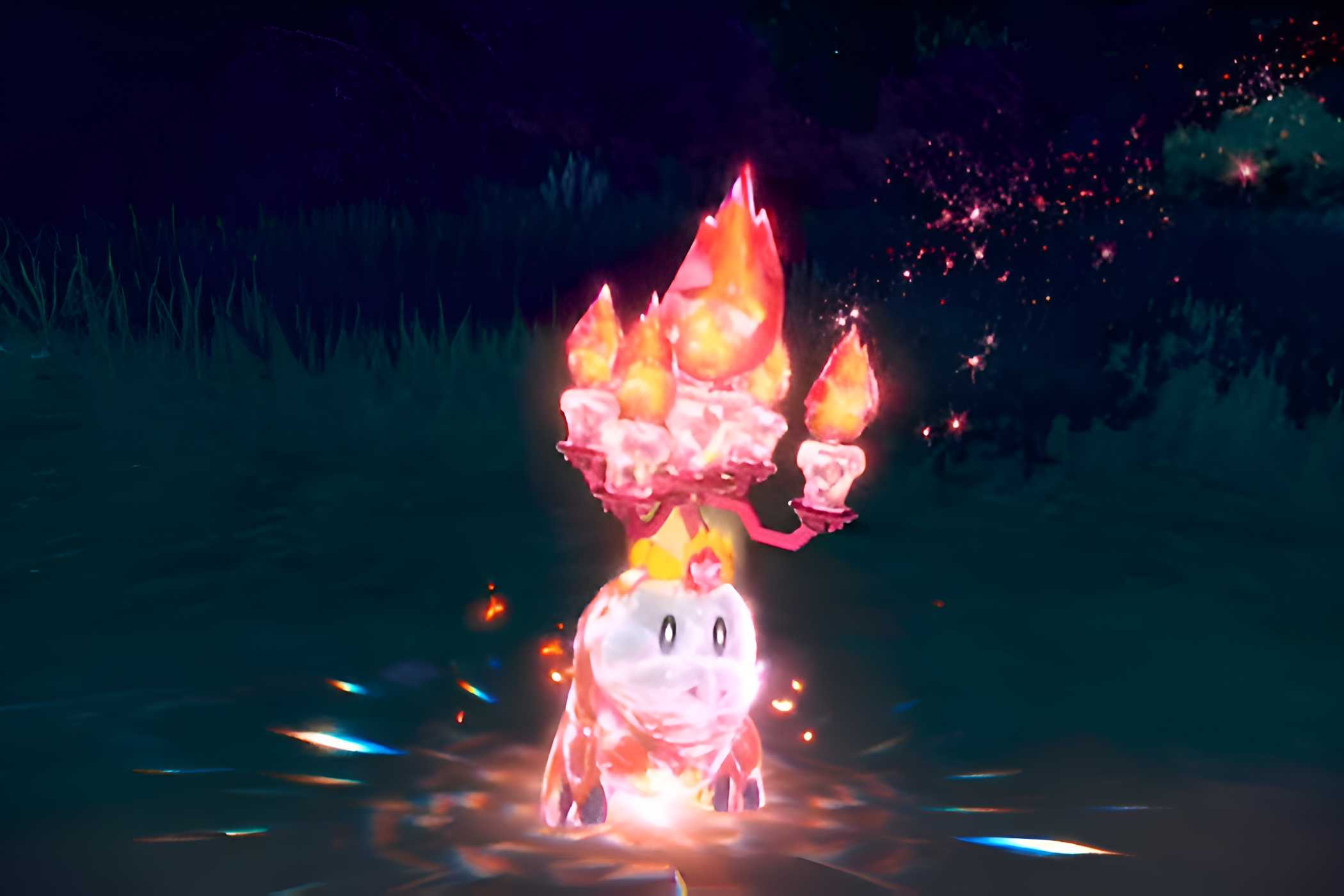 An image from the game Pokemon Scarlet and Violet, showing Crocalor the pokemon.