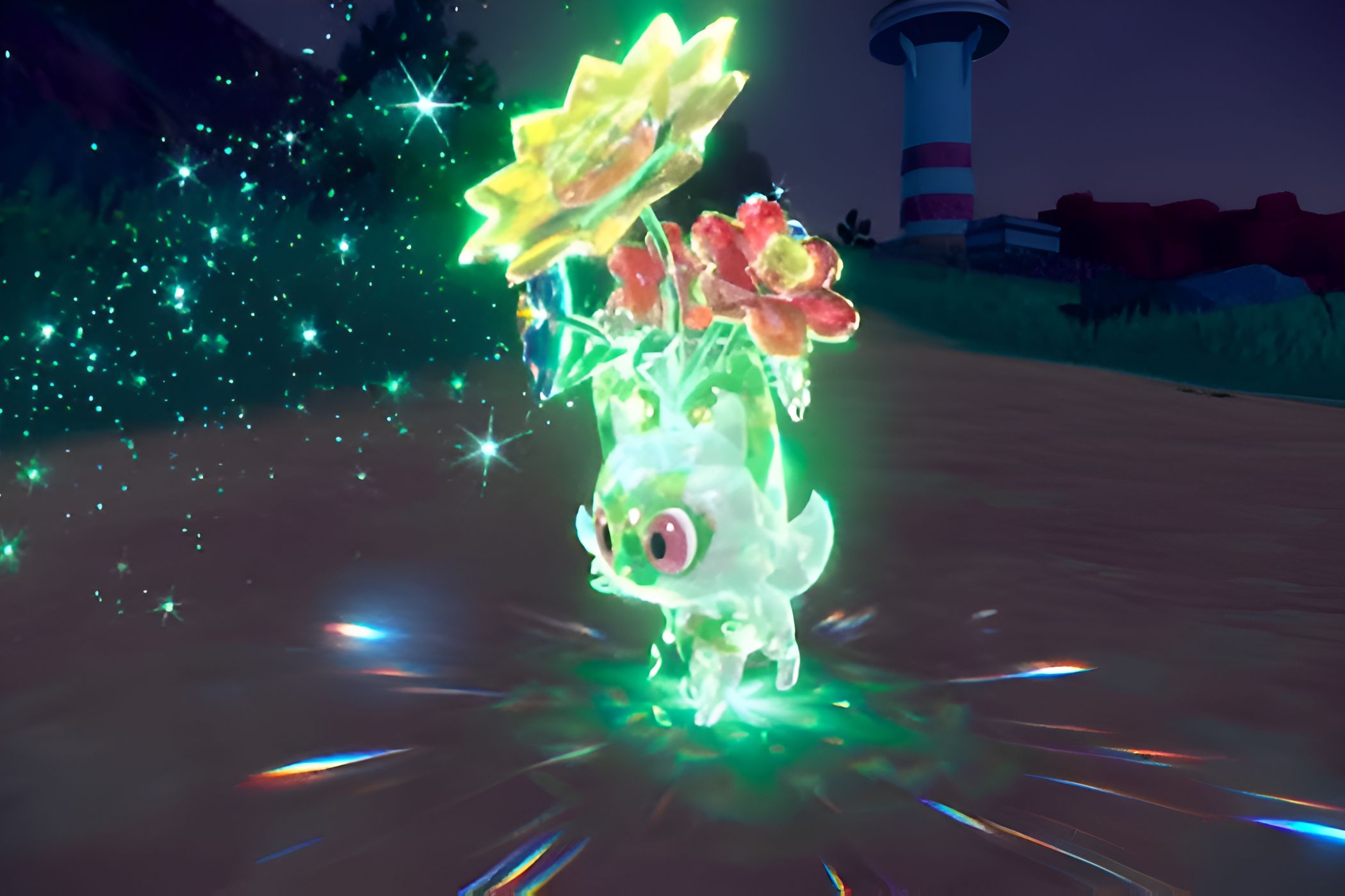 An image from the game Pokemon Scarlet and Violet, showing Sprigatito.