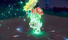 An image from the game Pokemon Scarlet and Violet, showing Sprigatito.