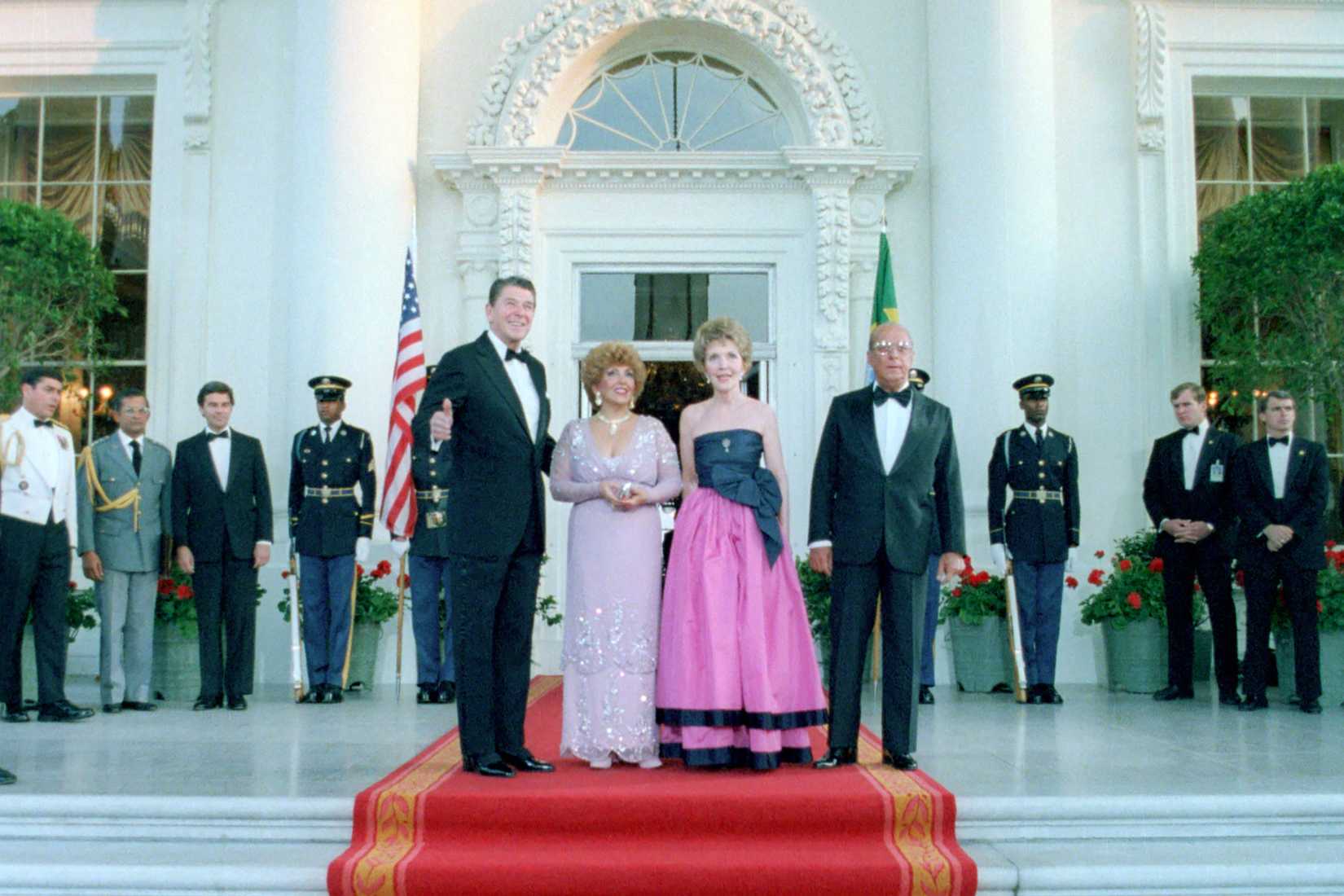 President Ronald Reagan and Nancy Reagan with João Figueiredo and Dulce Figueiredo