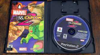 The box and disc for Marvel vs. Capcom 2 game on PS2