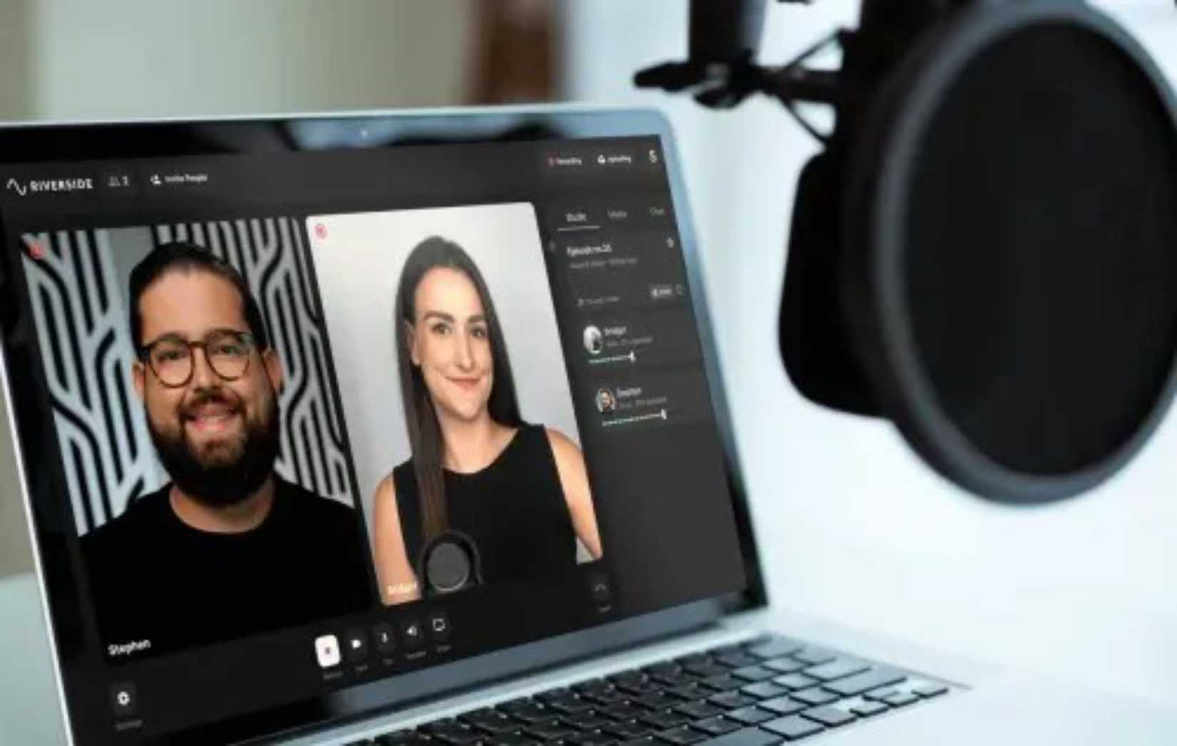 riverside fm being used on a laptop to record a podcast