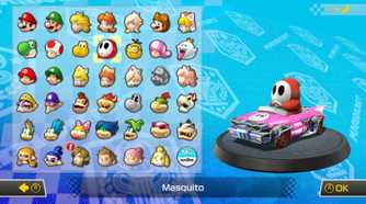 Screenshot from Mario Kart 8 Deluxe of the character select screen