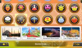 Screenshot from Mario Kart 8 Deluxe of courses and cups