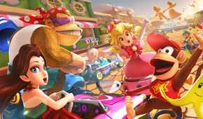 Screenshot from Mario Kart 8 Deluxe of a bunch of racers