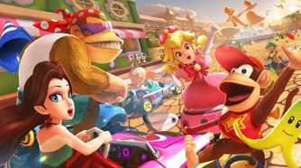 Screenshot from Mario Kart 8 Deluxe of a bunch of racers