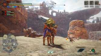 Screenshot from Monster Hunter Rise of the character on a Horse