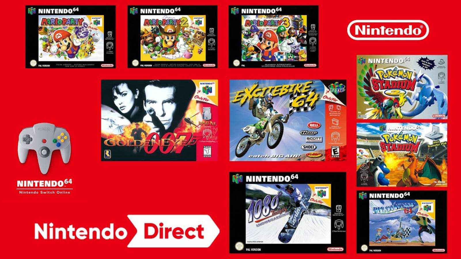 Screenshot from Nintendo Switch Online of Nintendo 64 games