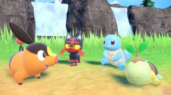 Screenshot from Pokemon Scarlet of a few starters