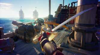 Screenshot from Sea of Thieves video game of two characters sword fighting