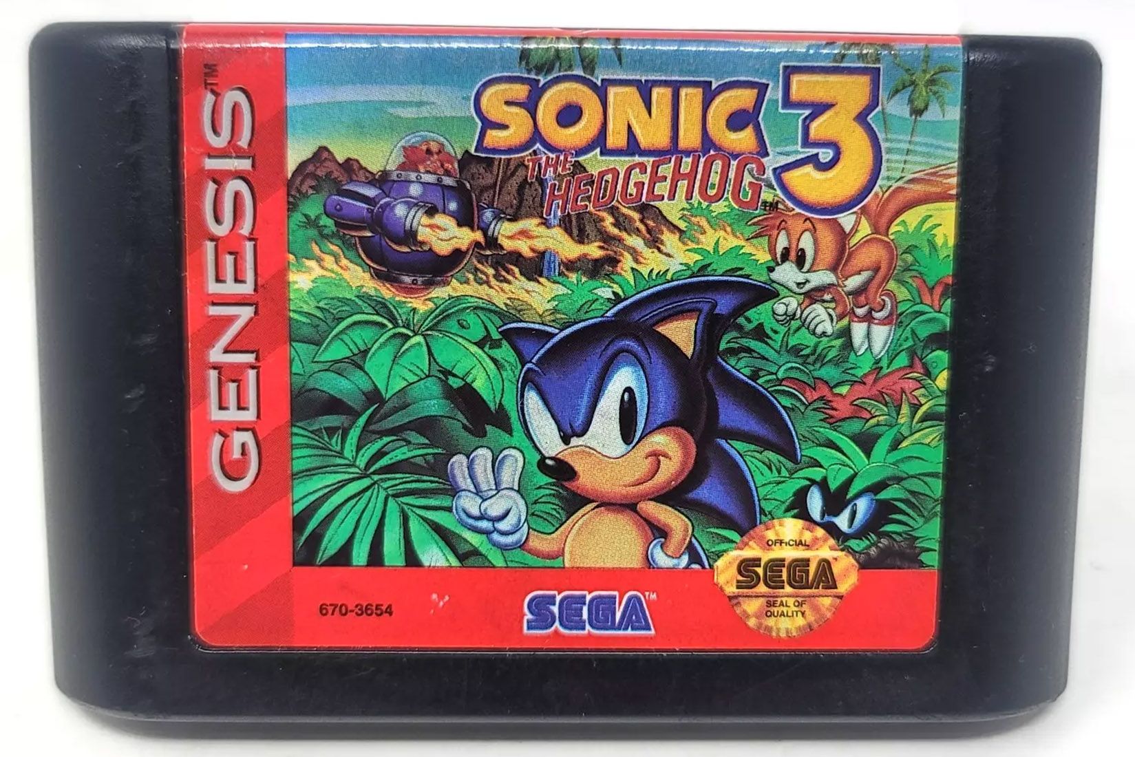 Sega Genesis Sonic the Hedgehog 3 game cartridge front