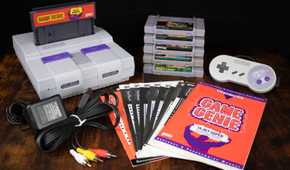 SNES console and games