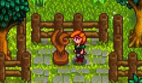 Stardew Valley Leah standing near statue