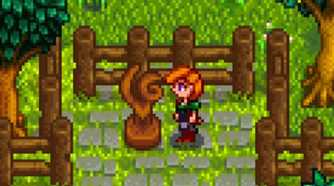 Stardew Valley Leah standing near statue