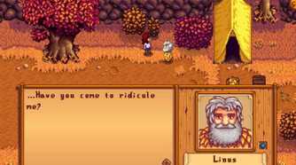 Stardew Valley Linus talking to player