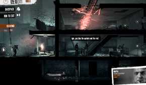 A screenshot from the game "This War of Mine", showing night gameplay which involves scavenging.