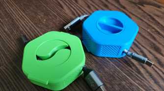 Two cable organizers with USB cables on each