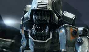 An image from the game Wolfenstein: The New Order, showing a robotic metal dog.