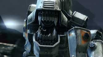 An image from the game Wolfenstein: The New Order, showing a robotic metal dog.