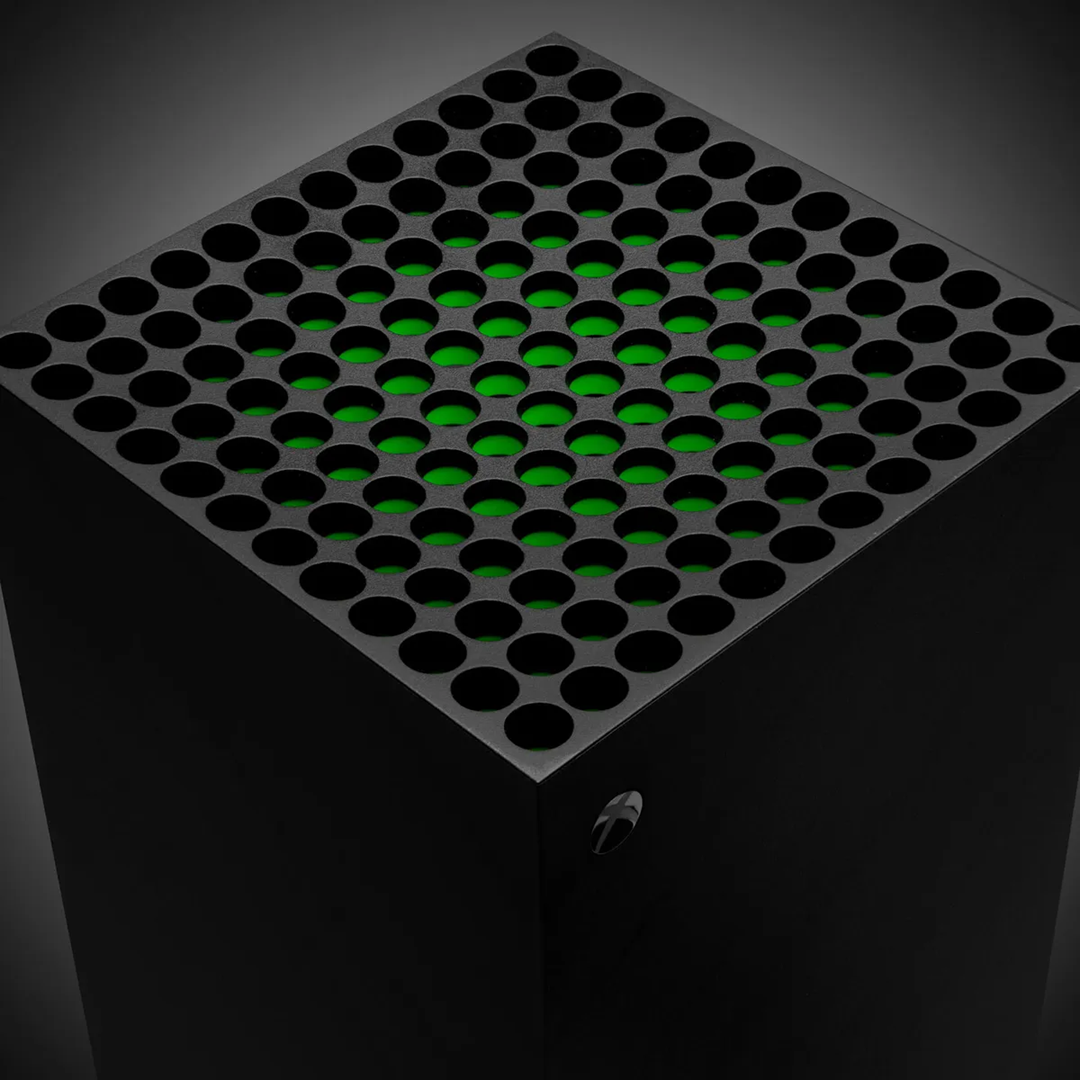 Top shot of a black Xbox Series X console.