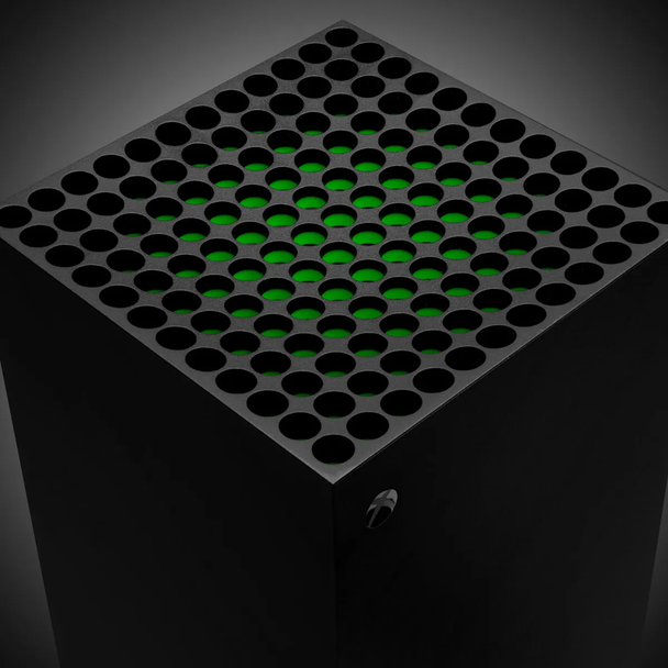 Top shot of a black Xbox Series X console.