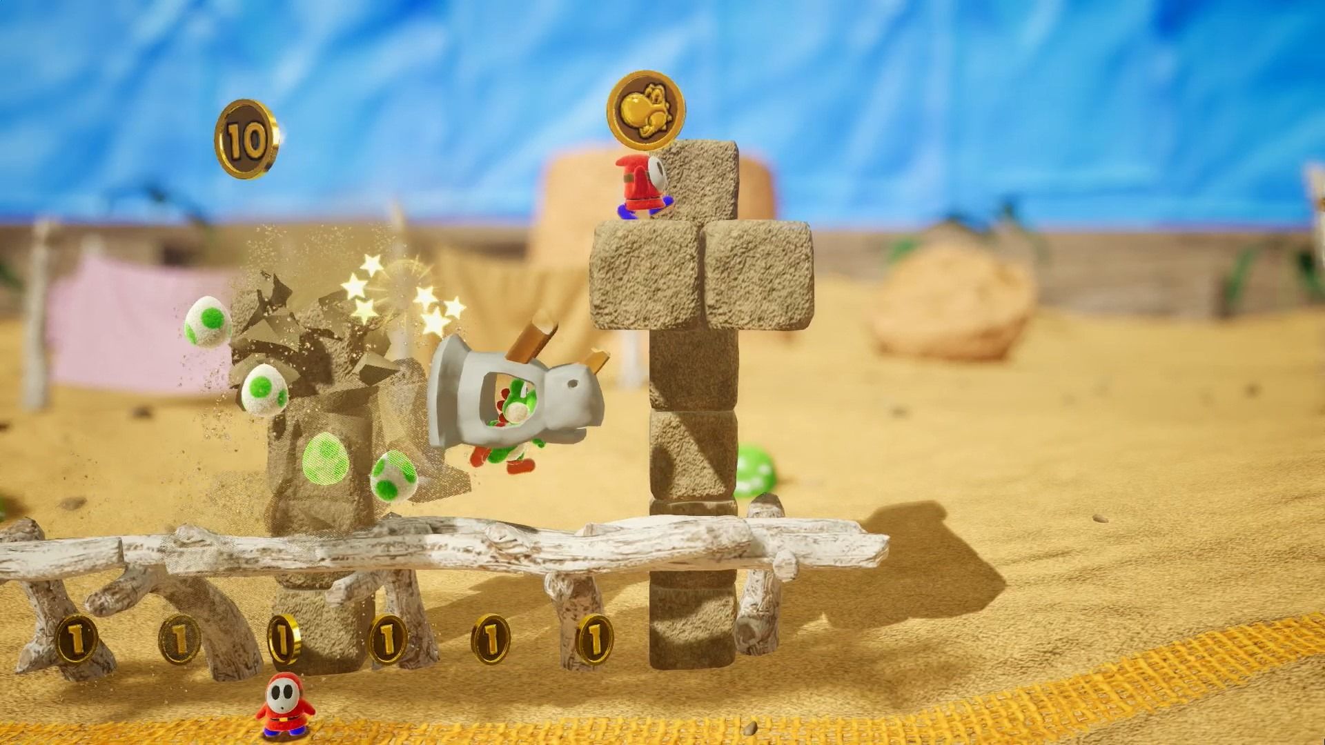 Desert level in Yoshi's Crafted World