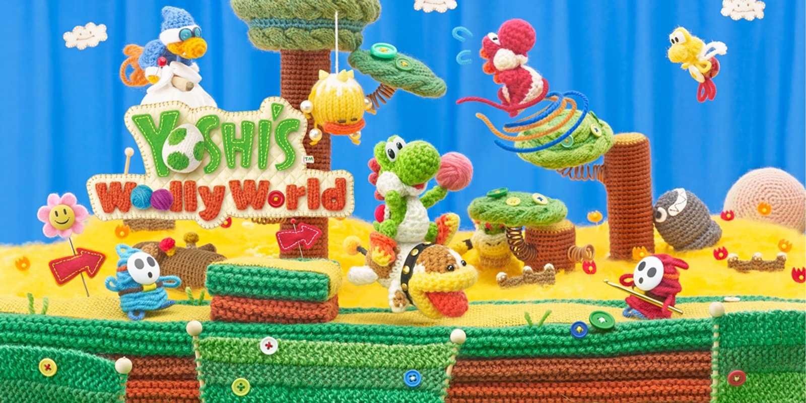 Hand-crafted Yoshi's Woolly World figures featuring Mario Characters