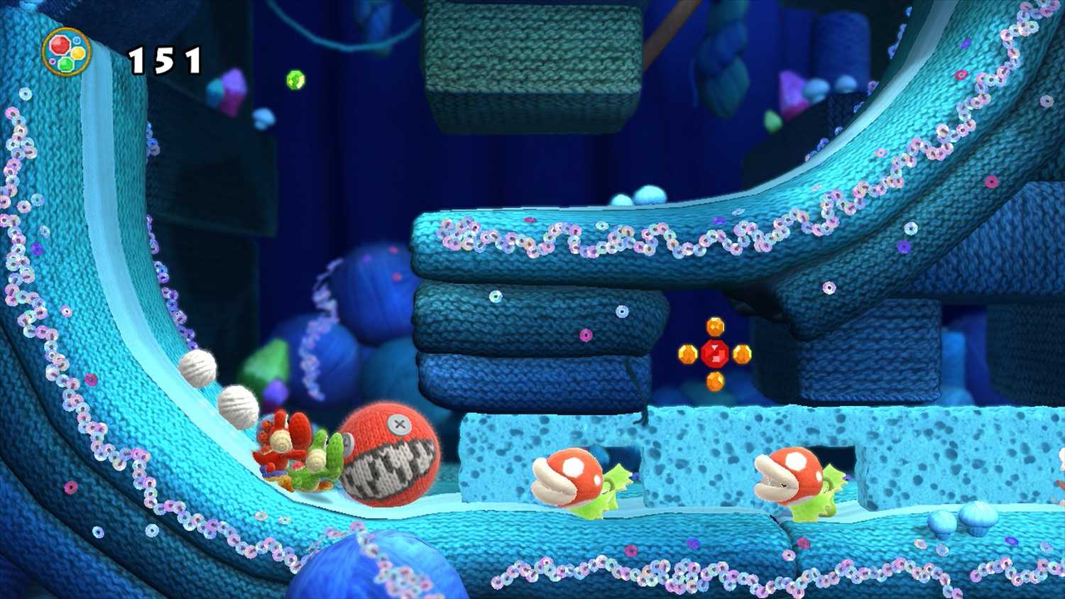 Woolly ice level in Yoshi's Woolly World