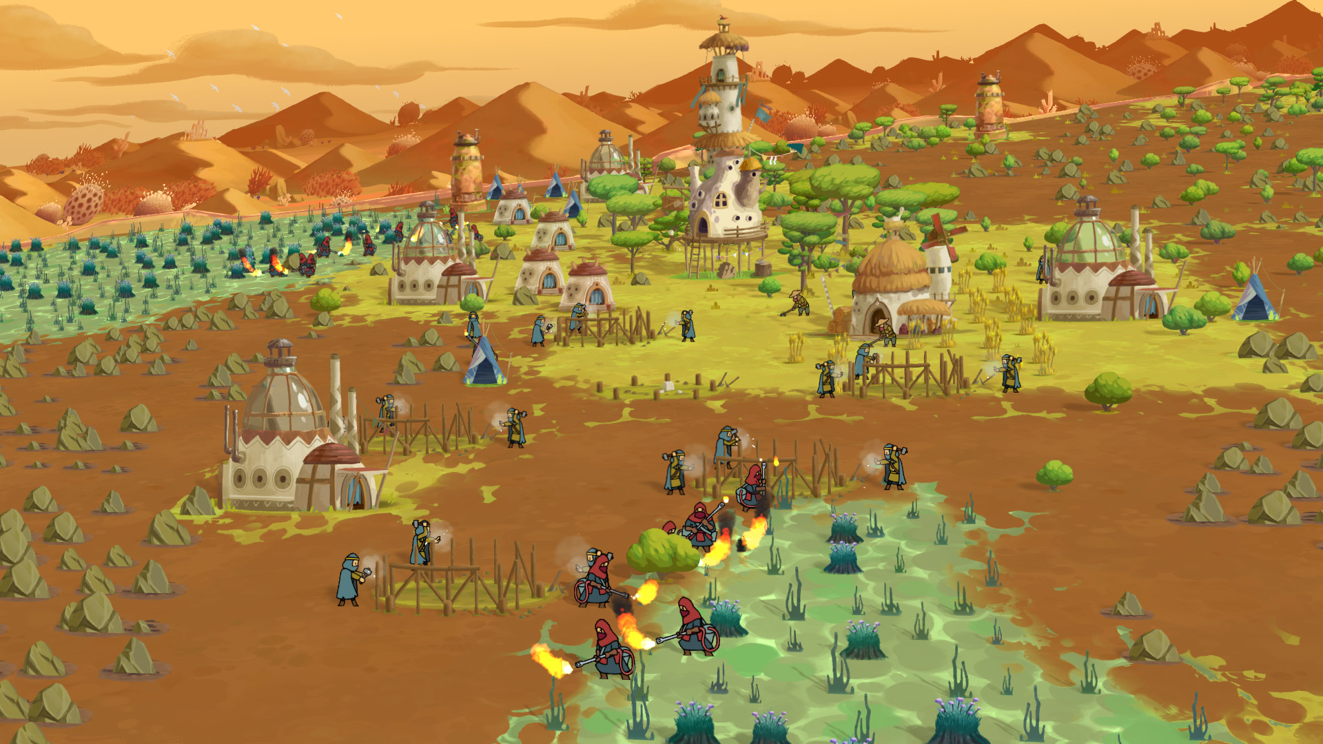 A village in a desert biome in The Wandering Village