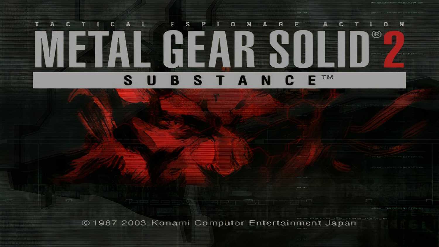 The press start menu of Metal Gear Solid 2 Substance