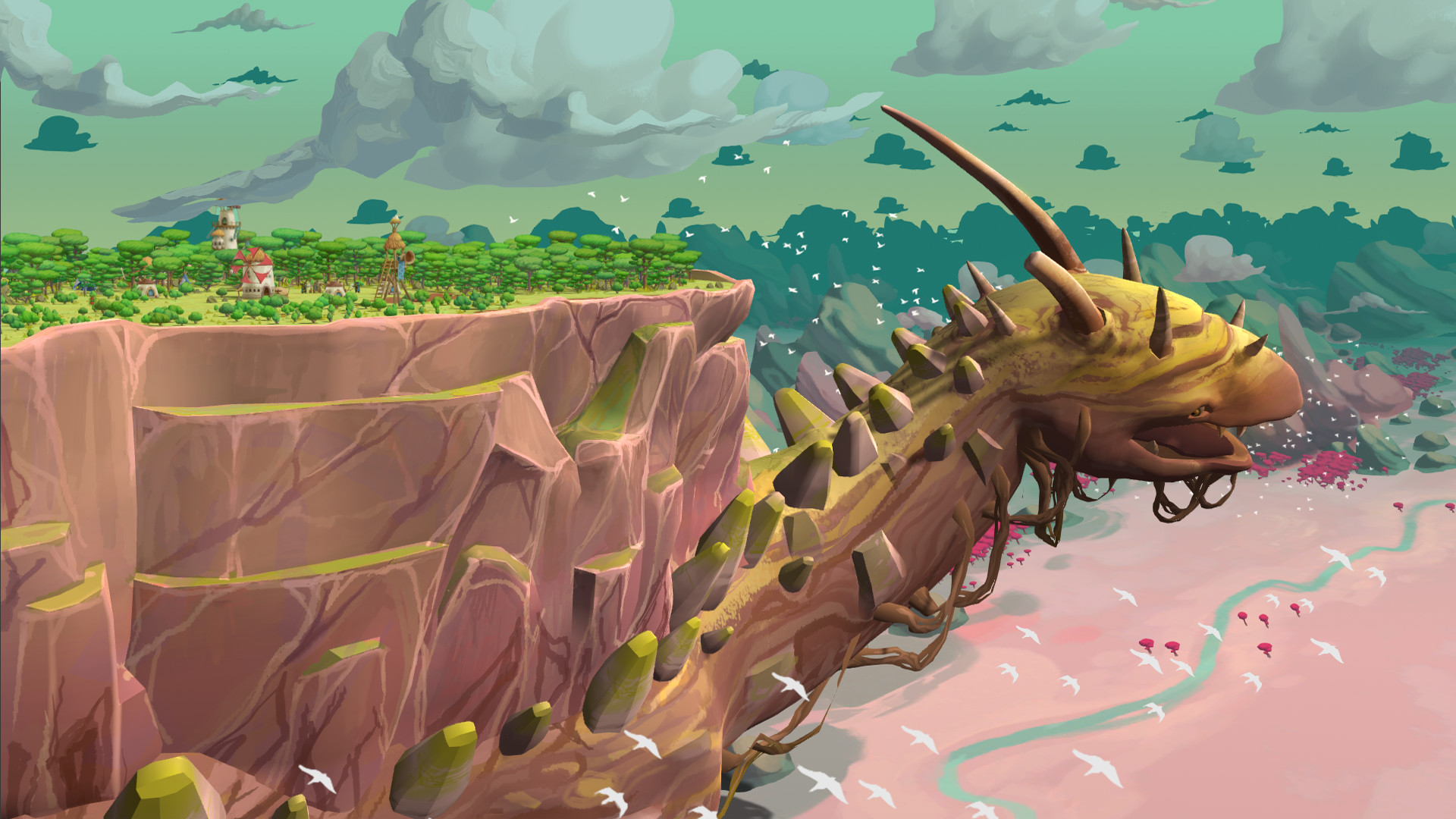 A close up of the giant creature in The Wandering Village