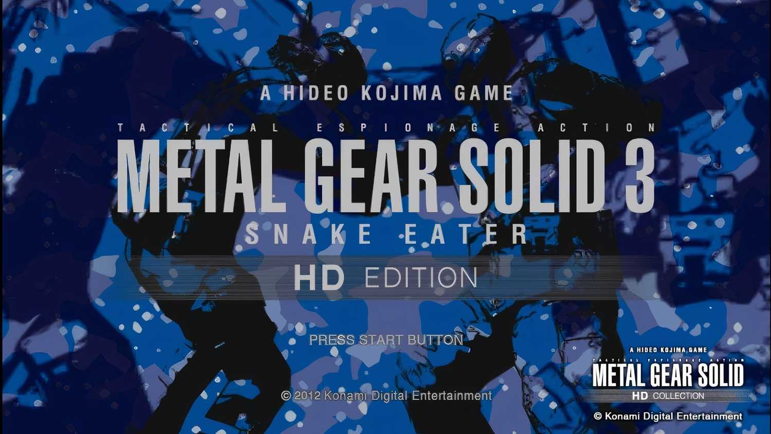 The title screen of Metal Gear Solid 3 Snake Eater HD Edition from the Metal Gear Solid HD Collection